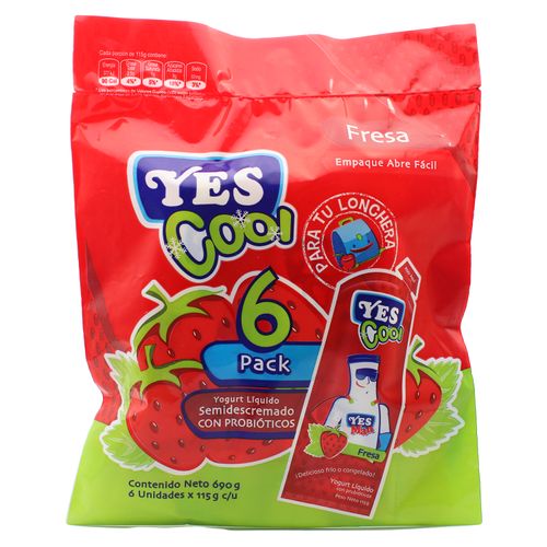 6 Pack Yogurt Yes Cool Fresa - 115 g