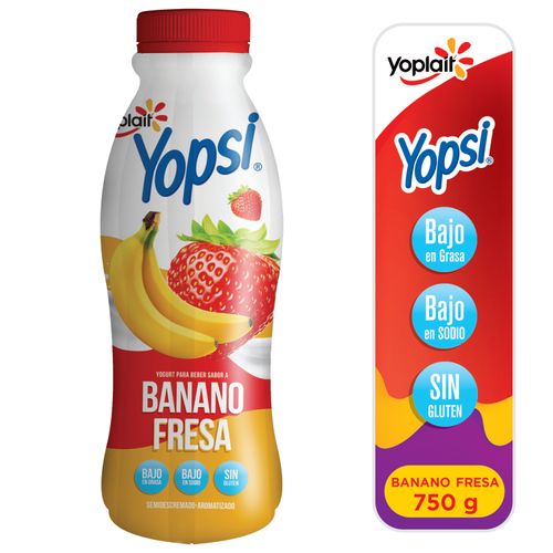 Yogurt Yoplait Yopsy Líquido Banano-Fresa - 750 g