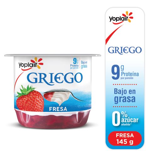 Yogurt Yoplait, Griego Batido Sin Azúcar Fresa - 145g