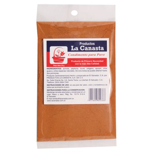 Condimento La Canasta Para Pavo 25 g