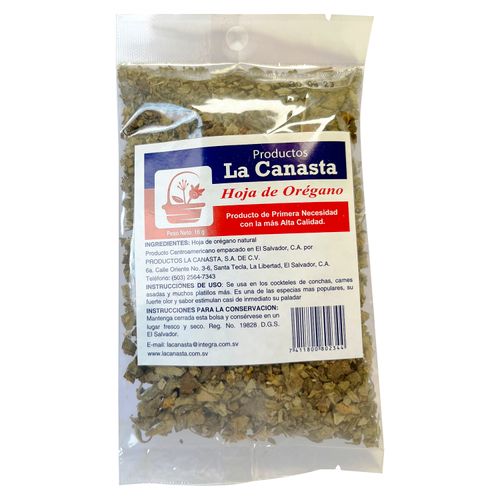 Hoja Oregano La Canasta Bolsa 16 g