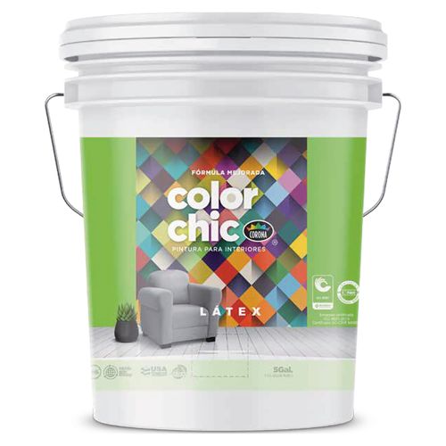 Pintura Latex Color Chic, Fórmula Mejorada Color Blanco En Cubeta - 5 Galónes