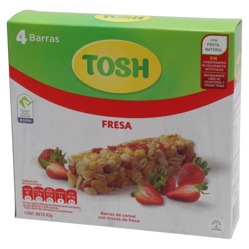 Barras Tosh de cereal con trozos de fresas 4 uds - 92 g