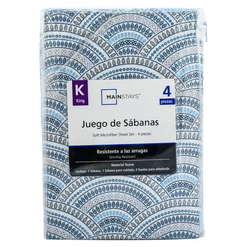 Set de sábanas Mainstays king estampado chevron gris - 3 pzas