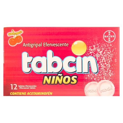 Efervecente Antigripal Tabcin Niños Sabor Cereza -12 Tabletas