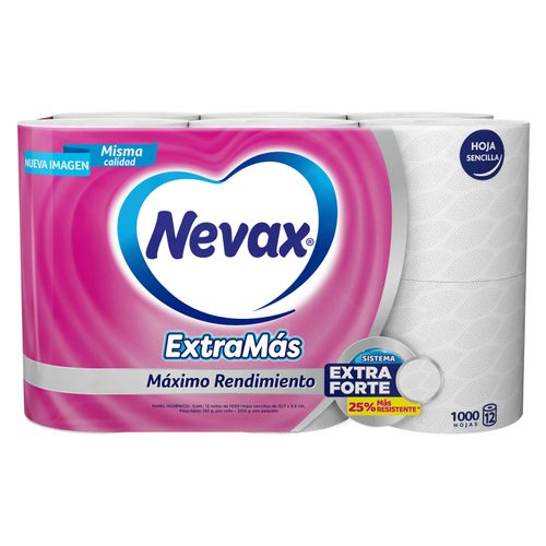 Papel Higienico Nevax Hoja Sencilla Extramas - 12 rollos