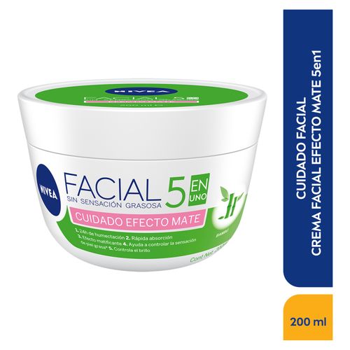 Crema Facial Nivea Cuidado Efecto Mate 5 En 1 -  200 ml