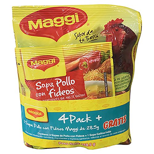 Sopas Maggi 3Pollo 1 gallin 4Pk Mas Sopit