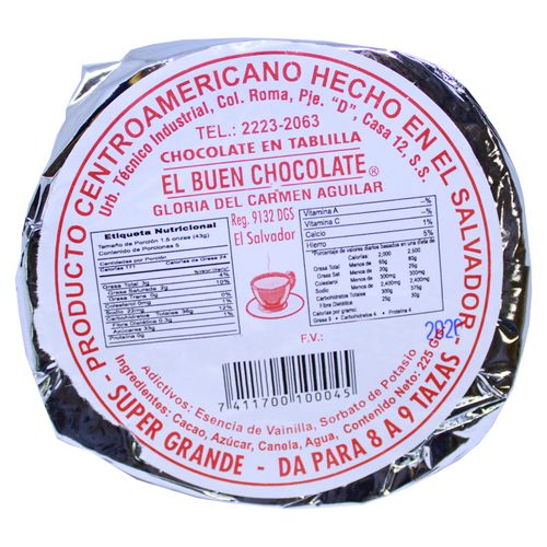 Chocolatetablilla El Buen Chocolate Grande - 225 g