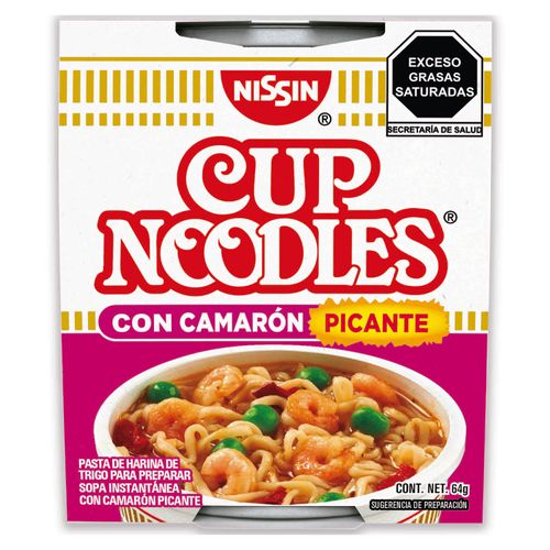 Sopa instantánea Nissin camarón picante vaso - 64 g