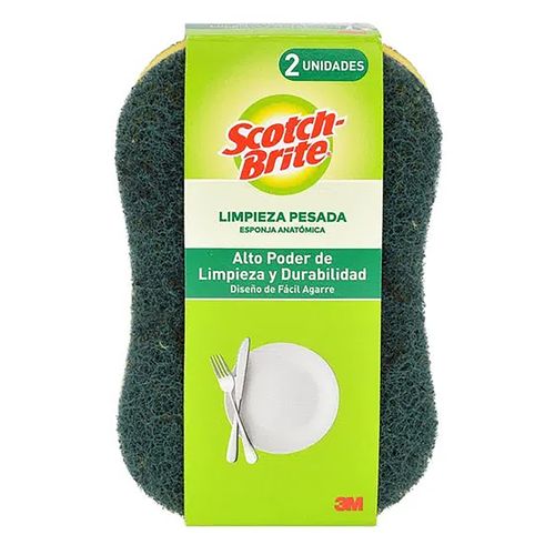 Esponja Limpieza Pesada Anatómica Scotch-Brite X 2 Und