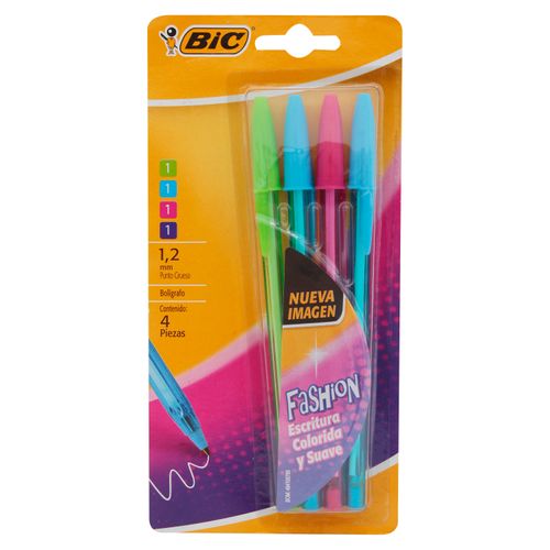 Boligrafo Bic Colores Vivos Fashion Bl-  4 Unidades