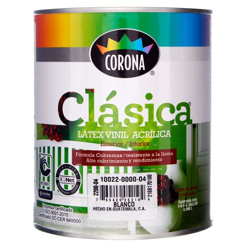 Pintura Corona Latex Clasica Blanco - 946 ml