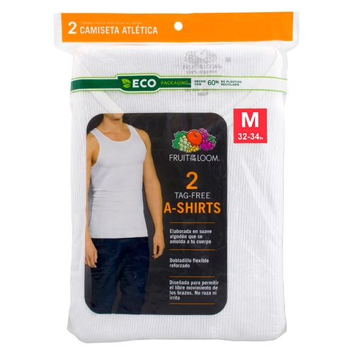 Playera Marca Fruit Of The Loom Color Blanca De Tirantes Talla M 2 Pack