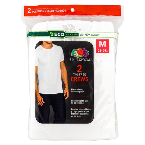 Camiseta Fruit Of The Loom Blanca Cuello Redondo Talla M 2 Pack