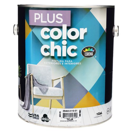 Pintura Látex Color Chic Plus, para Interiores Color Teja - 1 Galón