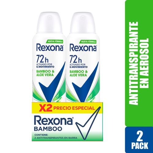 Desodorante Rexona Dama Bamboo Y Aloe Vera Aerosol 2 Pack - 150 ml