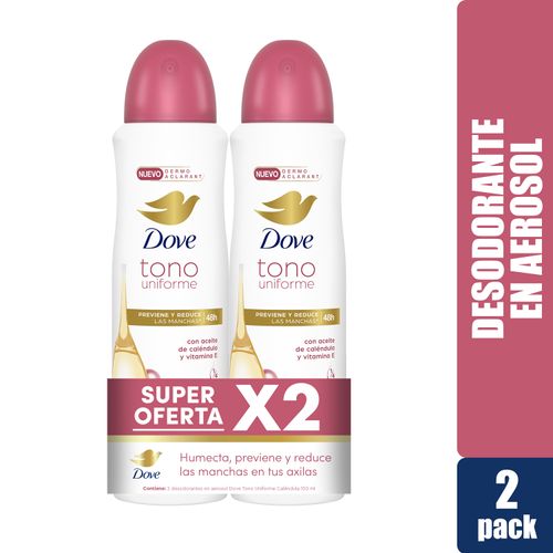 Desodorante Dove Tono Uniforme Cálendula Y Vitamina E Aerosol 2 Pack - 150 ml