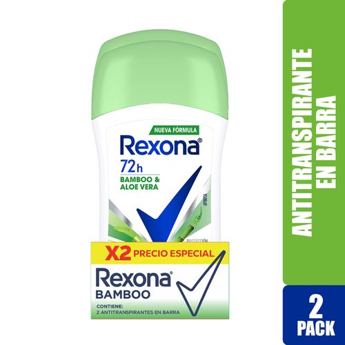 Desodorante Rexona Dama Bamboo Y Aloe Vera Barra 2 Pack - 45 g