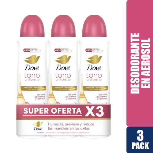 Desodorante Dove Tono Uniforme Cálendula Y Vitamina E Aerosol 3 Pack - 150 ml