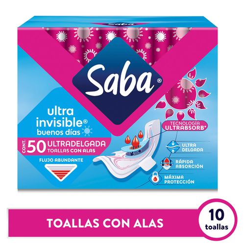 Toalla Femenina Saba Ultra Invisible Buenos Días -50 uds