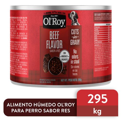 Alimento Olroy Humedo Perro Sabor Res -295 g