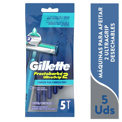 Rasuradora Desechables Gillette Prestobarba2 UltraGrip, 5 Uds