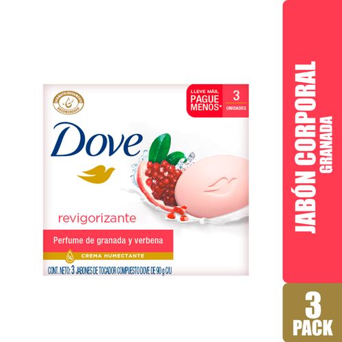 Jabón Barra Dove Revigorizante Granada 3 Pack - 90 g