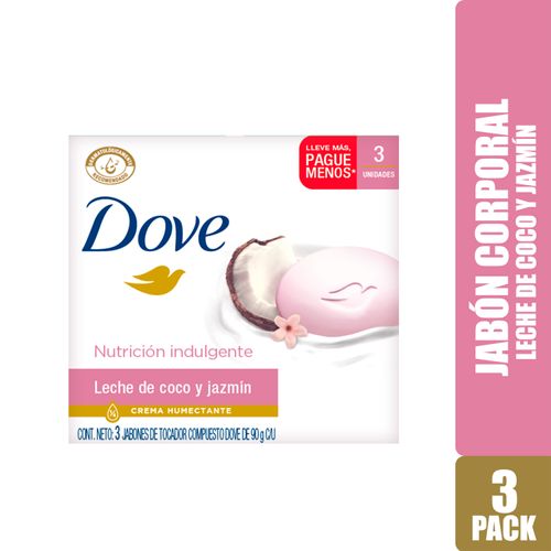 Jabón Barra Dove Leche De Coco 3 Pack - 90 g