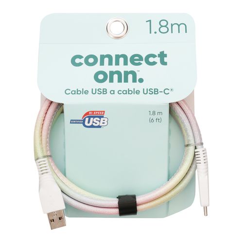 Cable Connect Onn WIBLMC100093821 multicolor USB tipo C con luz de 1.8 m
