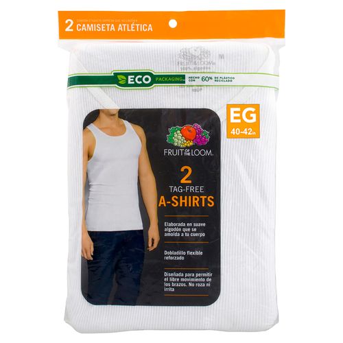 Playera Marca Fruit Of The Loom Color Blanca De Tirantes Talla XL 2 Pack