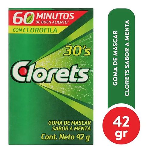 Chicles Clorets Sabor A Menta 30 Uds - 42 g