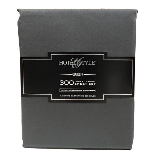 Juego de sábanas Queen Hotel Style de satén color gris