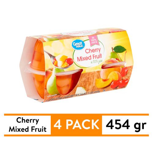 Fruta mixta Great Value cereza piña melocoton pera 4 pack - 454 g