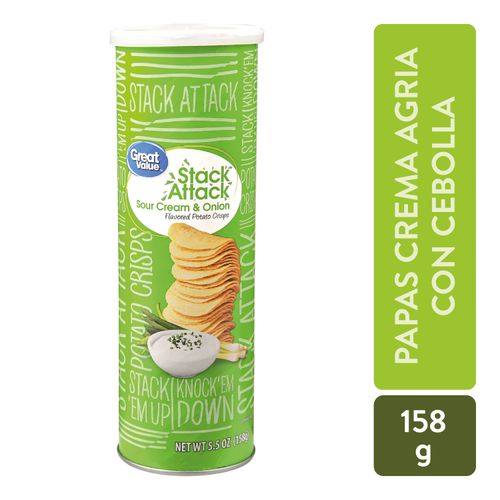 Snack papas tostadas Great Value sabor crema y cebolla - 158 g