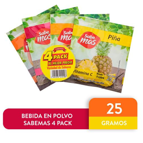 Bebida En Polvo Sabemas 4 Pack 25 g