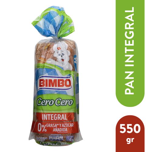 Pan Bimbo Tipo Sadwich Integral Cero - 550 g