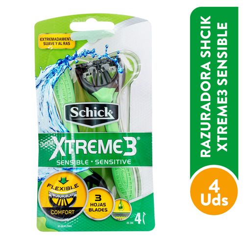 Rasurador Shick Xtrem 3 Piel Sensible - 4 Unidades