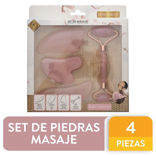 Set Equate De Piedras 3 gua Sha Rodill Fac Rosa