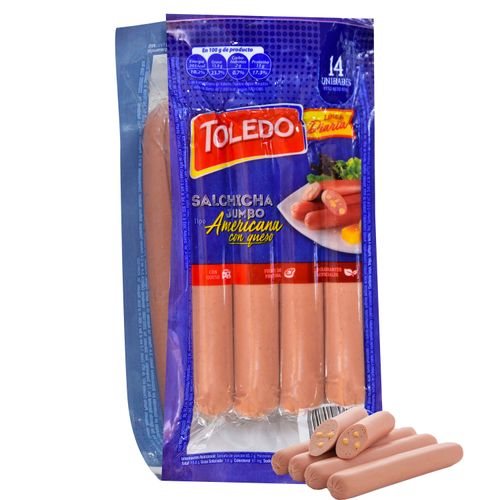 Salchicha Tipo Americana Jumbo Con Queso Toledo 2 Pack - 920 g