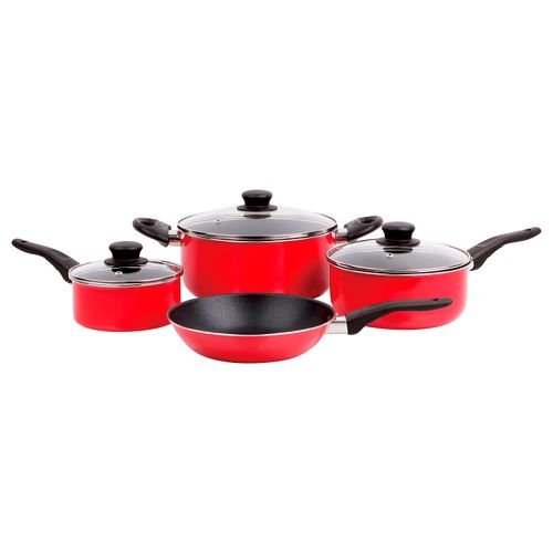 Batería de Cocina Mainstays Color Roja - 7 Piezas