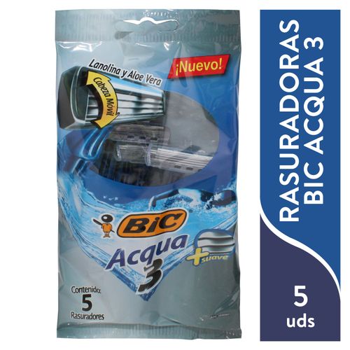 Rasuradora Bic Acqua3 Bolsa - 5 Unidades