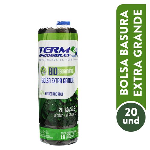 Bolsa Para Basura Biotermo Negra Extra Grande - 20 Unidades