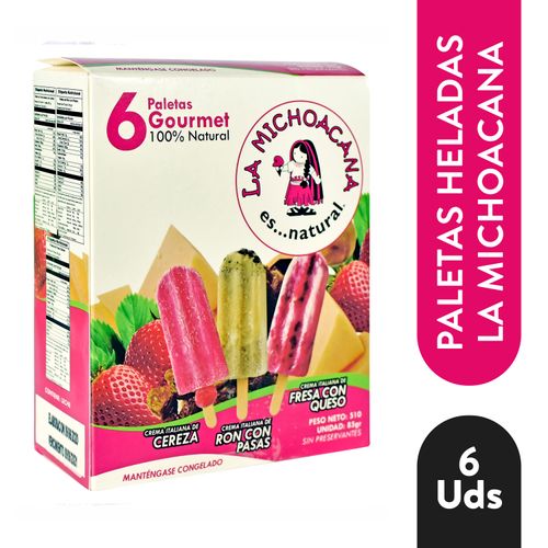 6 Pack Paletas Michoacana Cereza Pasa - 510 g