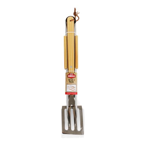 Set De 3 Utensilios Par Bbq De Madera