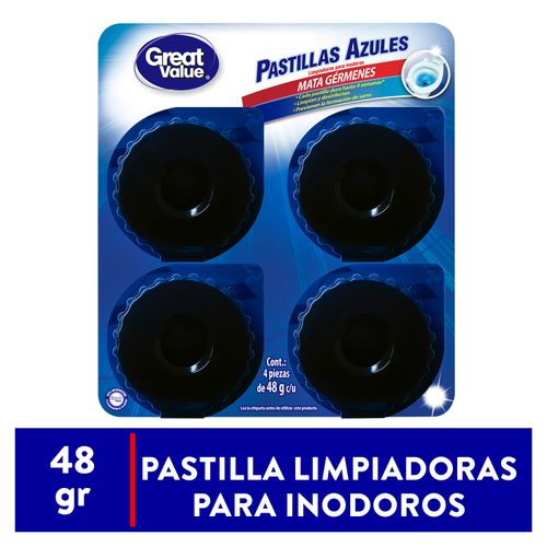 Pastillas para inodoro Great Value mata gérmenes 4 Uds - 48 g