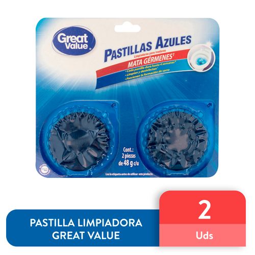 Pastilla para inodoro Great Value azul 2 Uds - 48 g