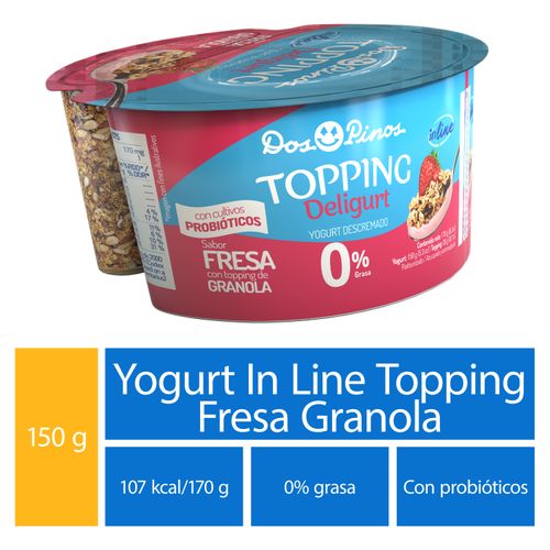 Yogurt Dos Pinos In Line Topping Fresa - 150 g