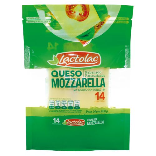 Queso Lactosa Mozarella En Rodaja 200 g