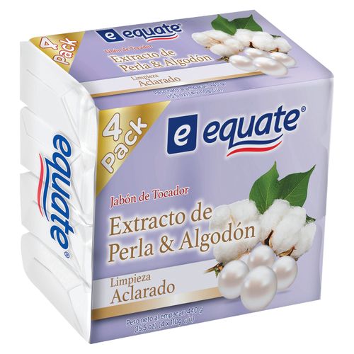 4 Pack Jabón Equate Extra Perla y Algodon